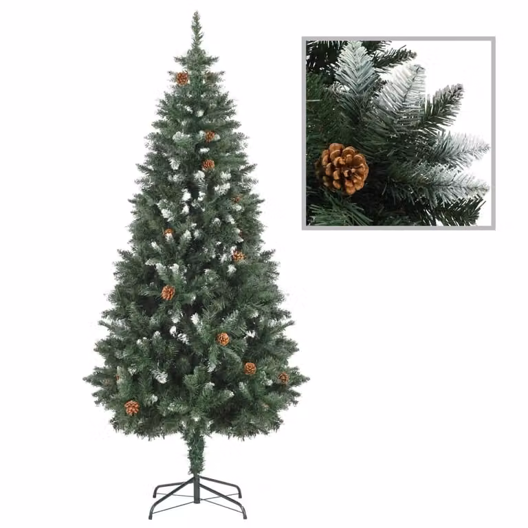 Maison Exclusive - Albero di Natale artificiale con pigne e glitter bianchi, altezza 180 cm
