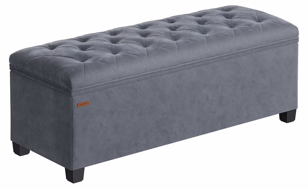 Panca contenitore – Poggiapiedi – Rivestimento in velluto – MDF – 40 x 110 x 40 cm