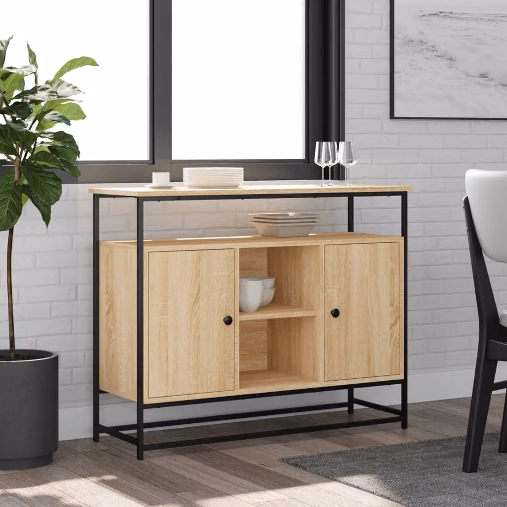 Credenza vidaXL in Legno Multistrato Roverete Sonoma, L 100 x P 35 x H 80 cm