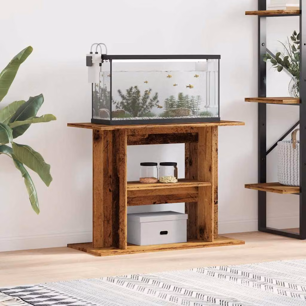 vidaXL Supporto per acquario in legno ingegnerizzato color marrone L: 80 cm, P: 35 cm, H: 60 cm