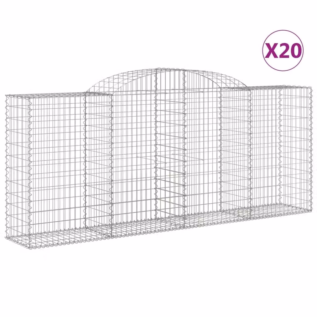 Cesti Gabbioni ad Arco 20 pz 300x50x120/140 cm Ferro Zincato