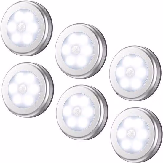 6 lampade con sensore di movimento da 3,15" - lampada da comodino a LED senza fili - colore bianco