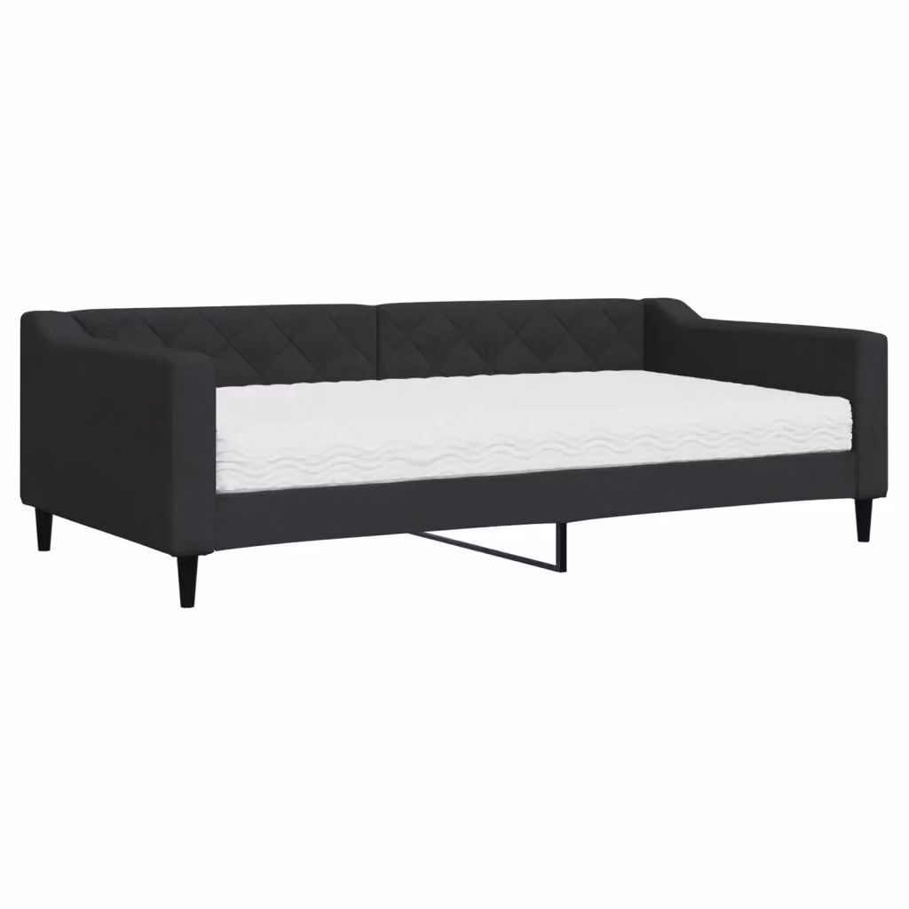 Divano Letto Moderno vidaXL con Materasso in Schiuma Nero, L/P/H: 223 x 110 x 67 cm, Dimensioni Materasso: 100 x 200 cm – 2