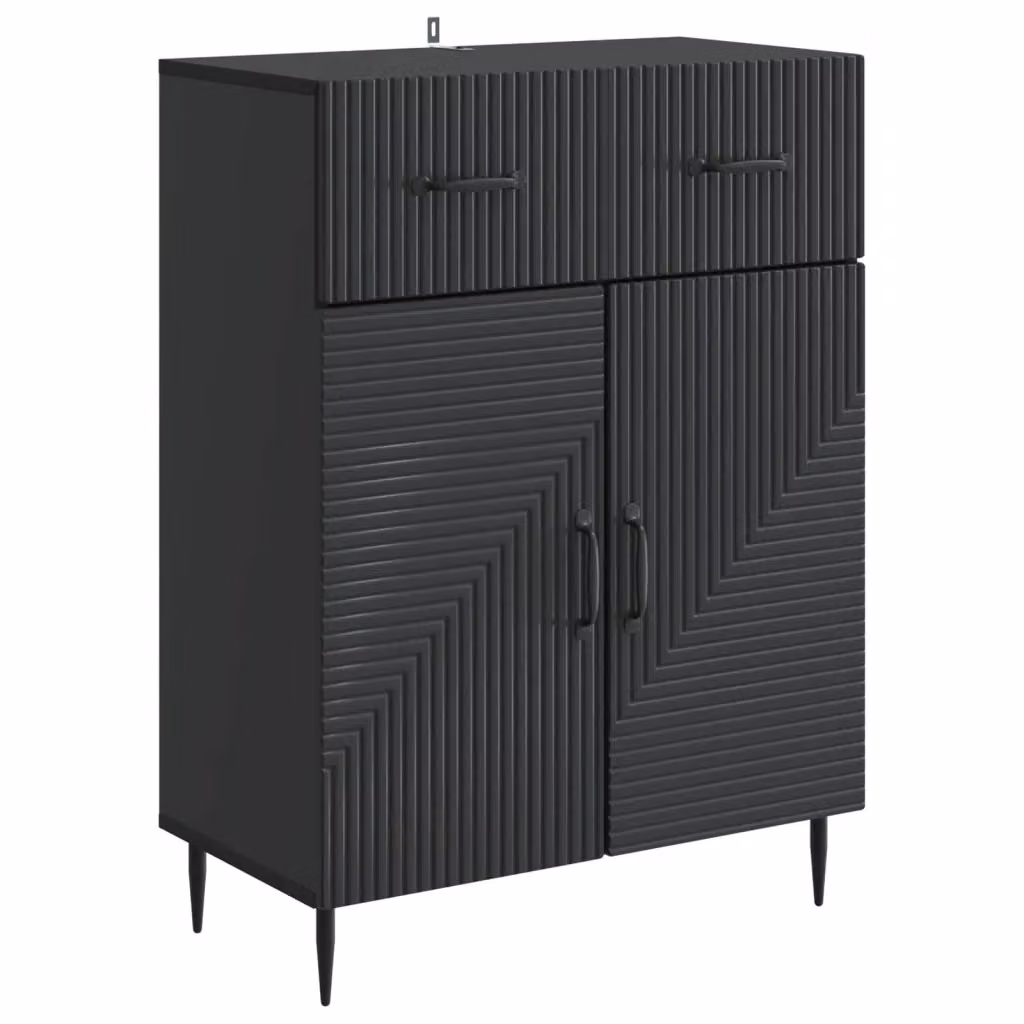 Credenza moderna vidaXL in MDF e metallo nera L: 64,0 cm, P: 34,5 cm, H: 89,5 cm – 2