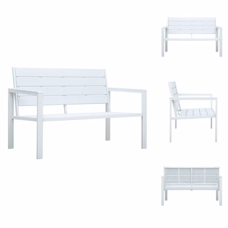 vidaXL Panchina da giardino 120 cm HDPE bianco effetto legno - Panchine da giardino