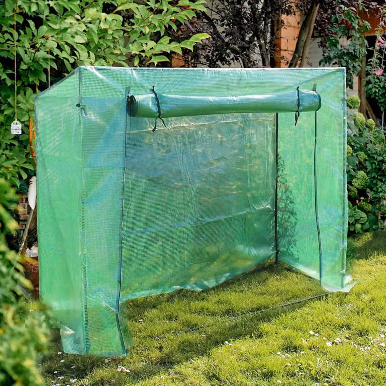 Serra Wiltec 200 x 77 x 169 cm, serra in film con cerniera, porta avvolgibile, rete PE, serra per pomodori