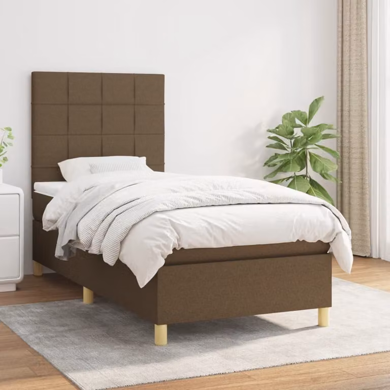 Maison Exclusive - Letto boxspring con materasso marrone scuro 90x190 cm tessuto