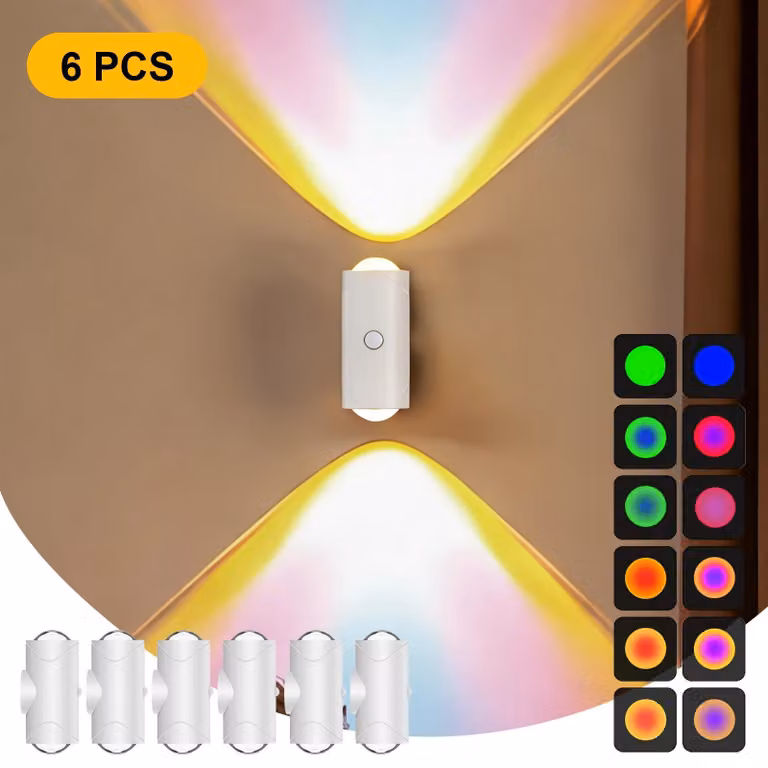 Applique, LED con cambio di colore, sensore di movimento, bianco, 6 pezzi