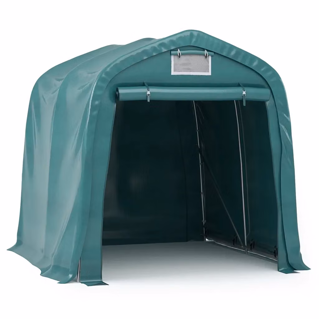 Tenda Garage vidaXL in PVC e Acciaio Zincato, Verde, L: 240 cm, P: 240 cm, H: 240 cm – 2