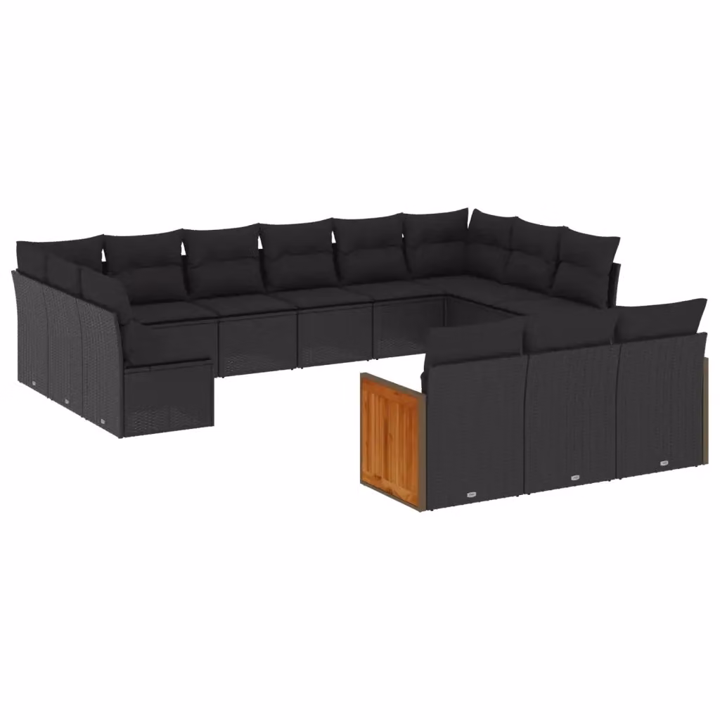 Set di Divani da Giardino vidaXL a Forma di U in Polyrattan Nero con Cuscini e Rivestimenti Rimovibili – 2