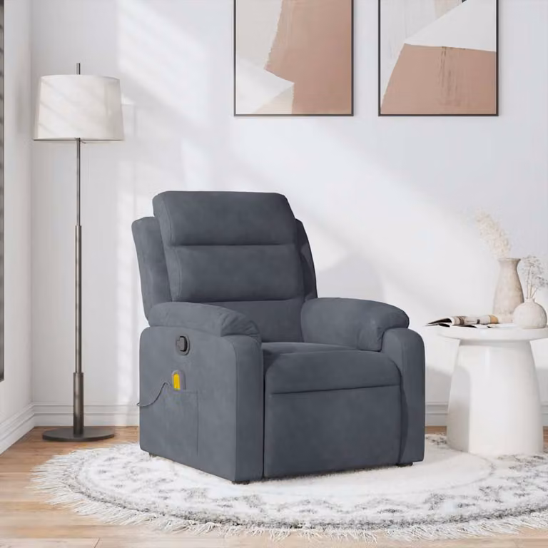 vidaXL Poltrona Reclinabile Relax in Velluto Grigio con Braccioli