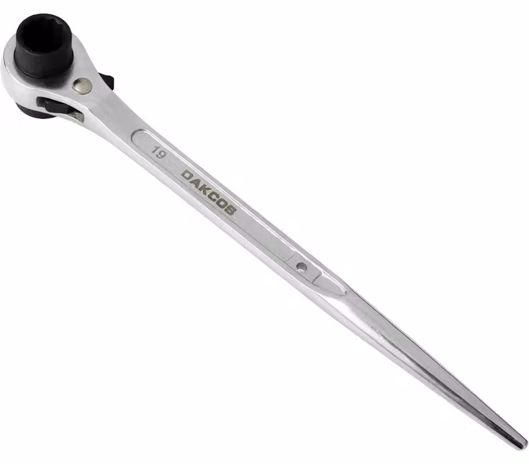 Chiave a bussola per ponteggi, 19/22 mm, regolabile, in acciaio CR-V satinato, lunghezza 310 mm, esagonale, 24 denti