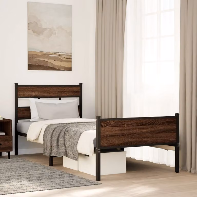 vidaXL Giroletto senza Materasso in Rovere Marrone, L/P/H: 190 x 75 x 91,5 cm