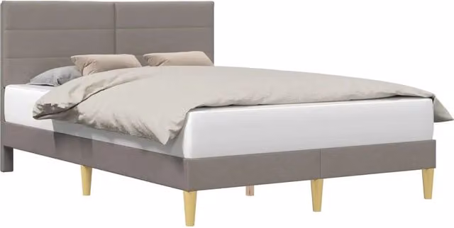 Letto matrimoniale moderno DESIGN IN con testiera imbottita in tessuto, L/P/H: 140 x 190 x 96 cm, colori beige o grigio