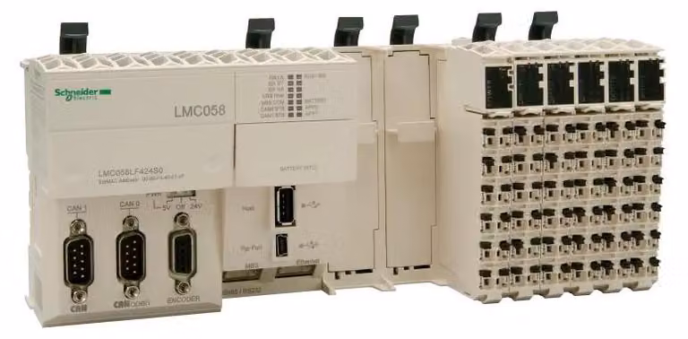 Controllo di movimento Schneider Electric, Modicon LMC058, 8 assi, 46 I/O, CANopen + CANmotion Master, Ethernet, 2 slot per moduli PCI, 24 V CC, morsetti a molla LMC058LF424