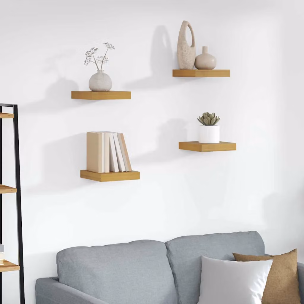 Set di 4 Scaffali da Parete Moderni vidaXL in MDF, Beige, L: 23 cm, P: 23,5 cm, H: 3,8 cm