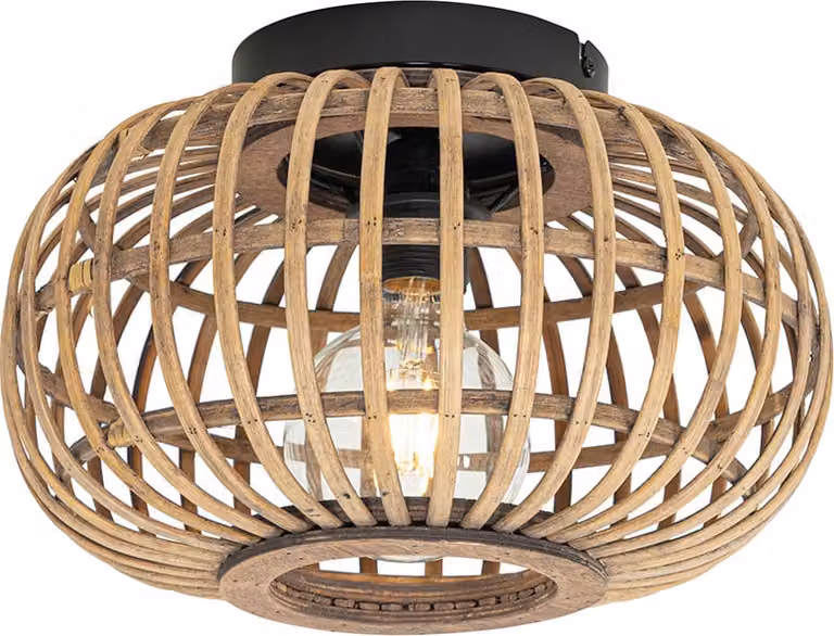 QAZQA - Orientale Lampada da soffitto orientale I Lampada da soffitto I Lampada I Lampada nera con bambù - Amira I Soggiorno I Camera da letto - Bamboo Rund - Adatta a LED E27