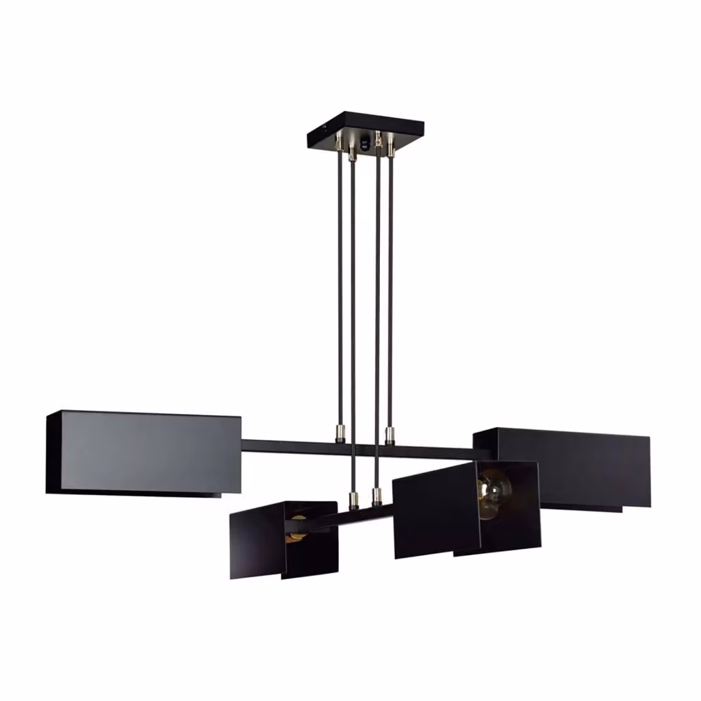 Lampadario Minimalista Raiden Luceart-Classic in Acciaio Nero con 4 Luci E27 – 2