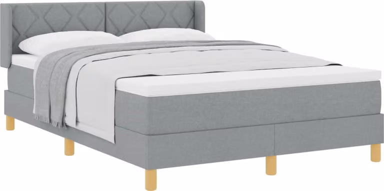 Letto boxspring con testiera grigio chiaro 200 x 140 cm in tessuto