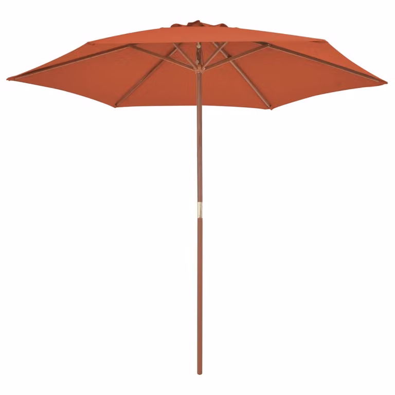 vidaXL Ombrellone con asta in legno 270 cm terracotta