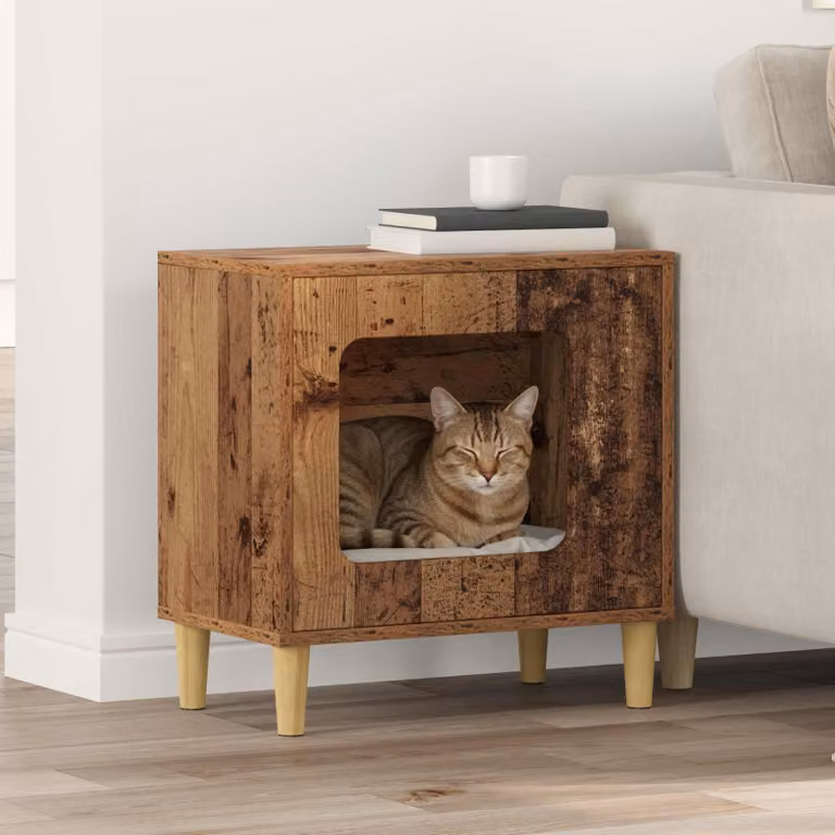 Casa per gatti vidaXL in legno color marrone L: 51 cm, P: 30 cm, H: 52 cm