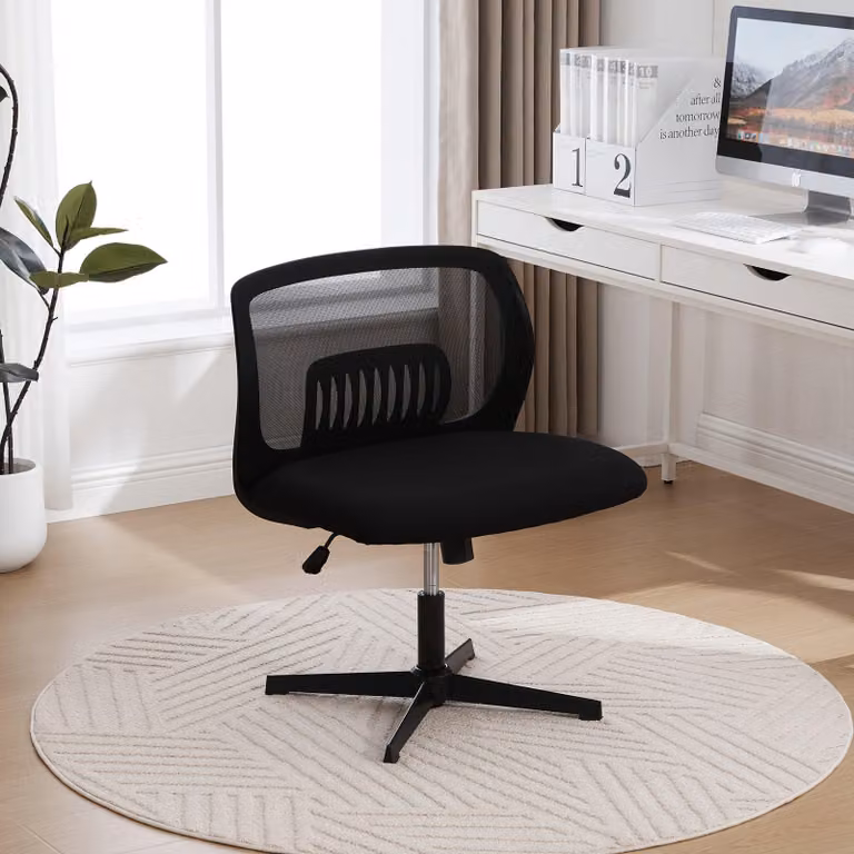 Sedia da ufficio ergonomica senza braccioli, girevole a 360° e regolabile in altezza, con funzione basculante