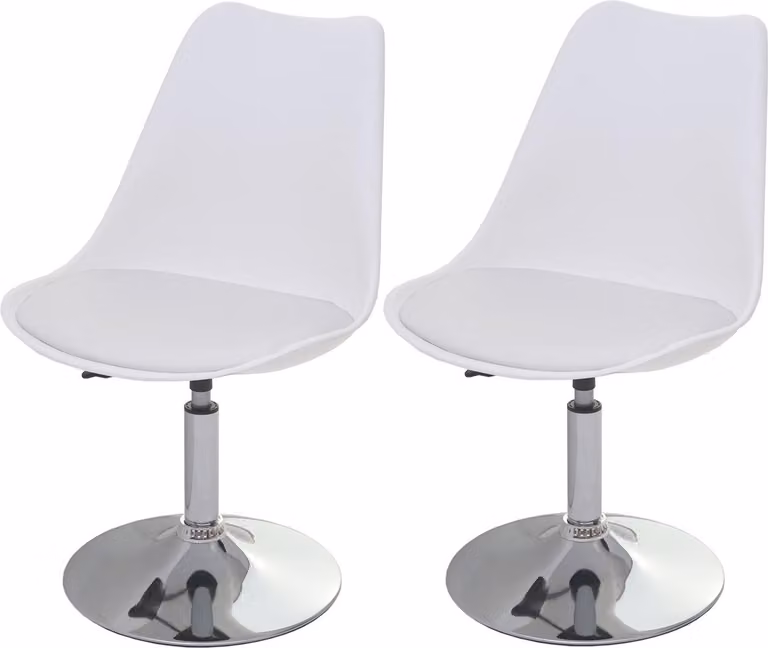 Set di 2 sedie girevoli Oslo | A x L x P 80 x 48 x 54 cm | Altezza seduta 42 cm | Pelle finta | Bianco | Sedia Sedia da cucina