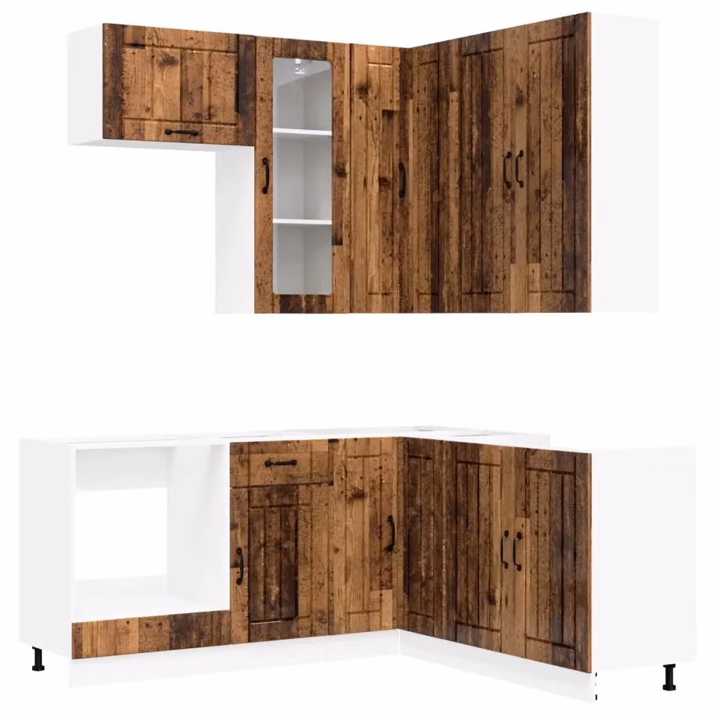 Unità cucina vidaXL LUCCA 8 pezzi in legno marrone con ante in vetro e design minimalista – 2