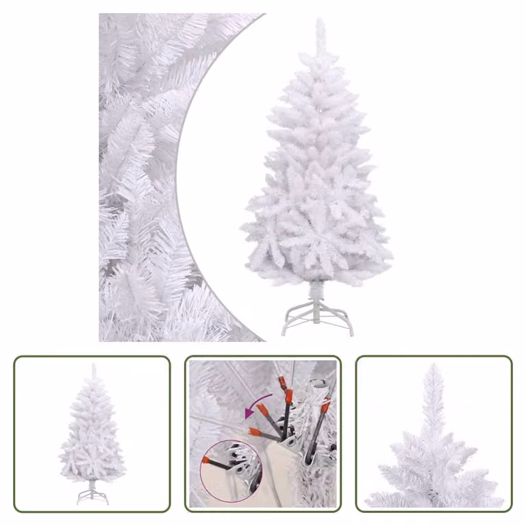 The Living Store Albero di Natale artificiale pieghevole con supporto Bianco 150 cm