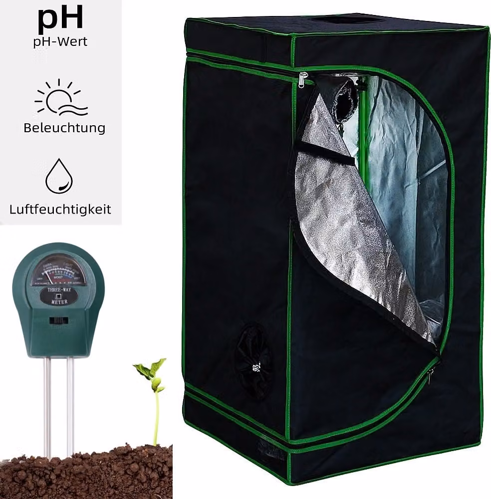 Growbox idroponica 40x40x160 cm con misuratore di umidità 3 in 1 e foglio riflettente