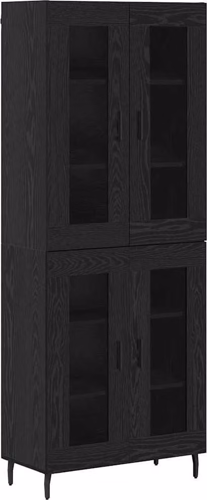 Credenza 2 pcs Rovere Nero Legno Stratificato e Vetro