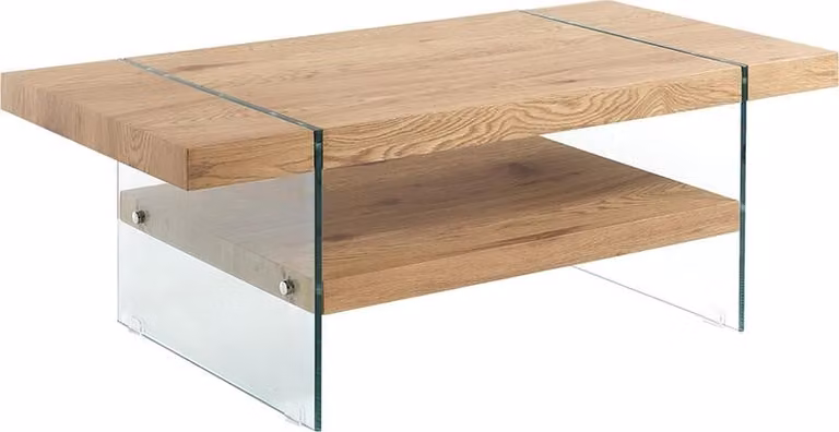 Tavolino da salotto in vetro e legno di rovere 120x60 cm Amarillo