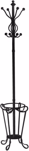 Attaccapanni a stelo Vacchetti in metallo nero opaco con portaombrelli tondo H: 180 cm, L/P: 40 cm