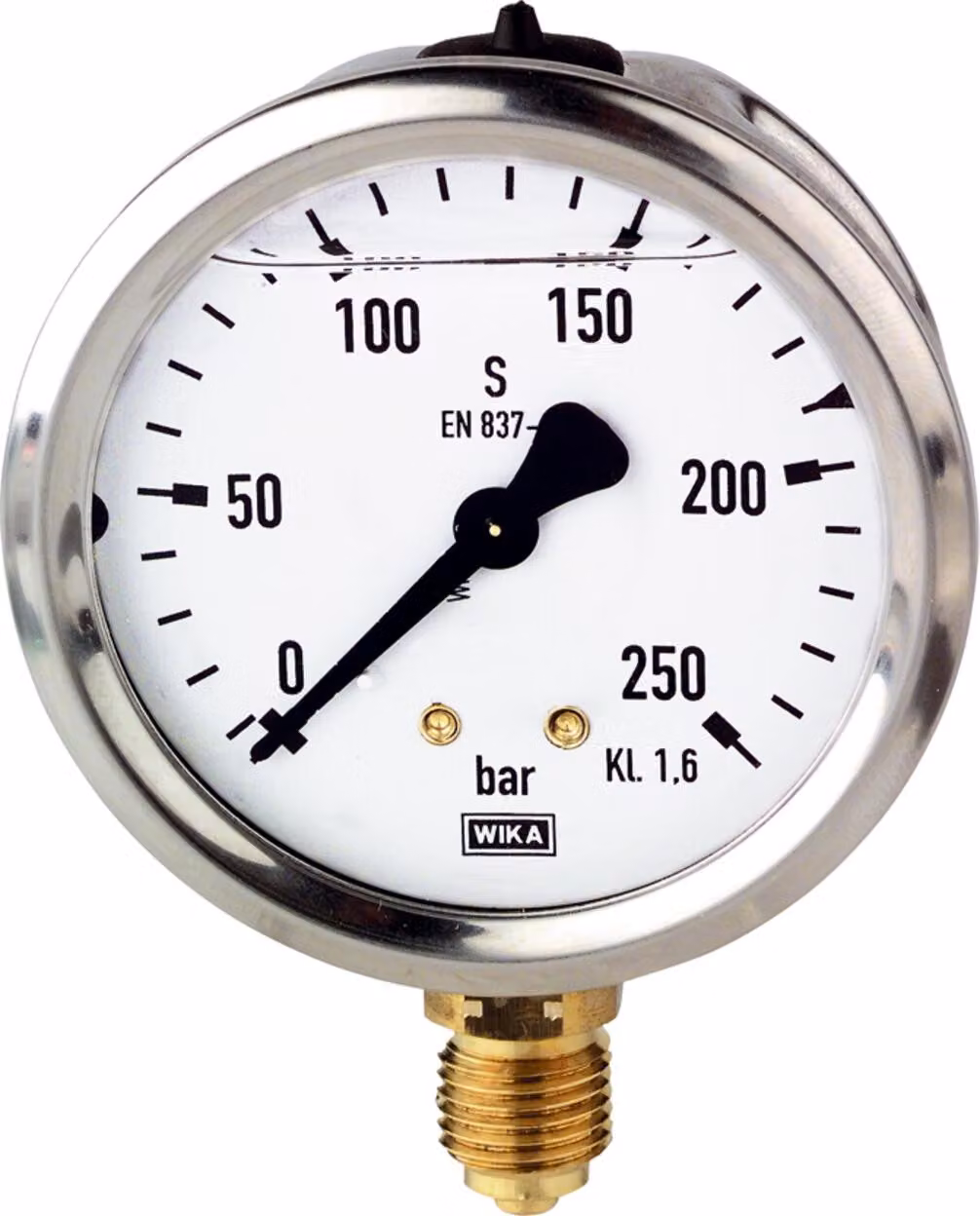 Manometro per glicerina Riegler, acciaio inox, fondo G 1/4, 0 - 250,0 bar, Ã˜ 63