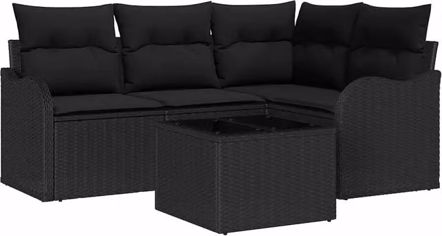 Set Divano da Giardino con archiviazione 5 pz | Set Salotto da Giardino Beige polyrattan