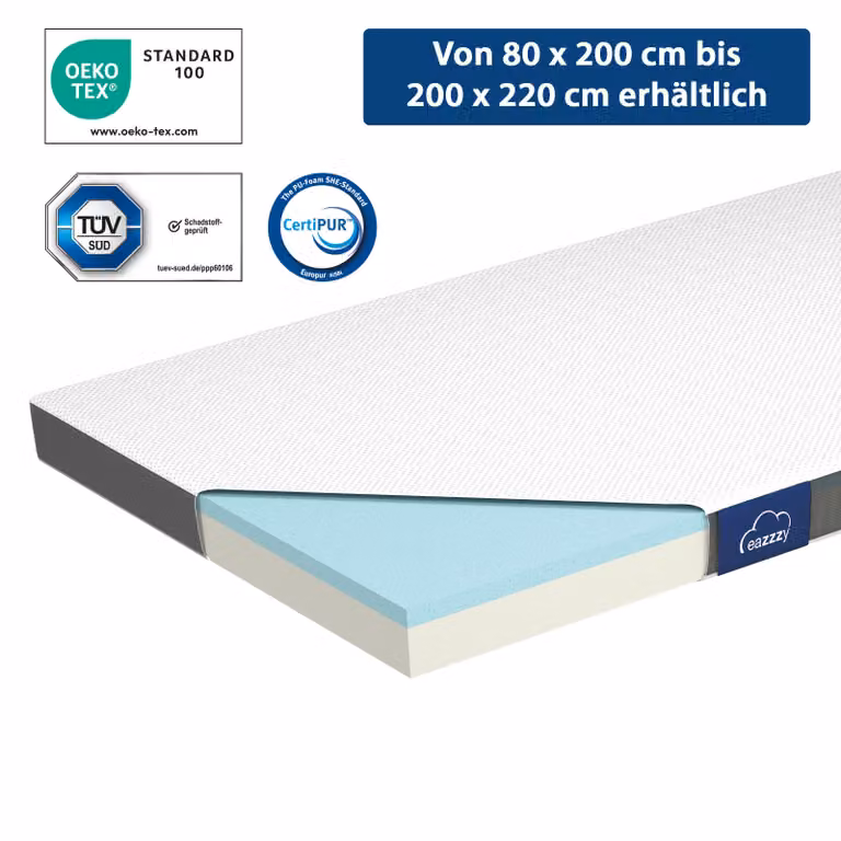 Genius Eazzzy Topper Classic 140x200 cm Altezza 7 cm H2 H3 - coprimaterasso ortopedico per materasso e letto boxspring in schiuma gel per persone allergiche