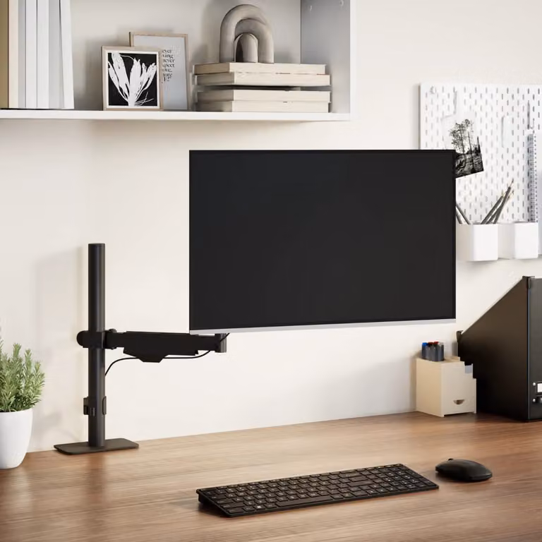Braccio singolo per TV vidaXL da 27 pollici con molla a gas, colore nero, VESA 75x75 mm