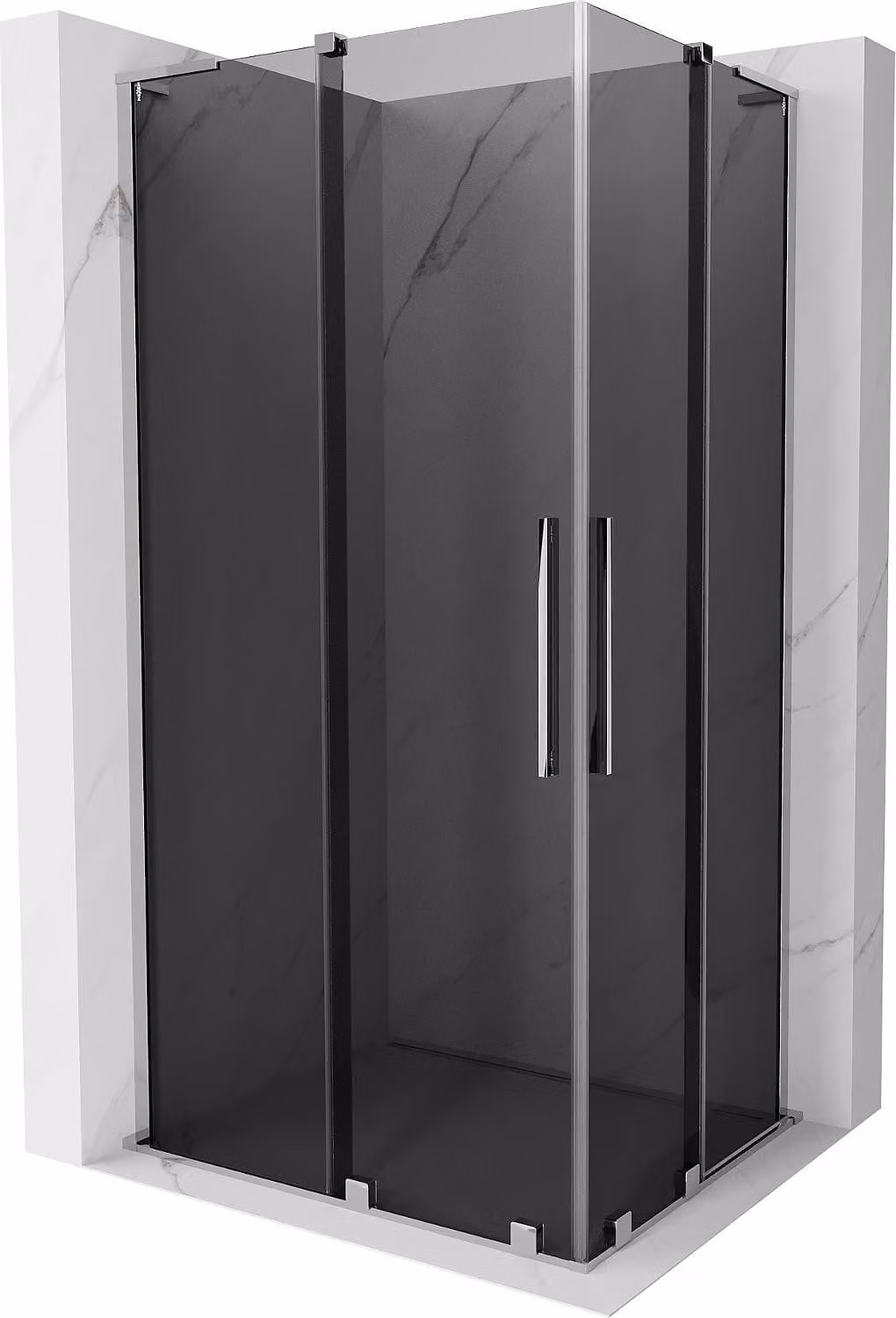Mexen Velar L Duo cabina doccia scorrevole 100 x 90 cm, grafite, cromo - 871-100-090-02-43-01