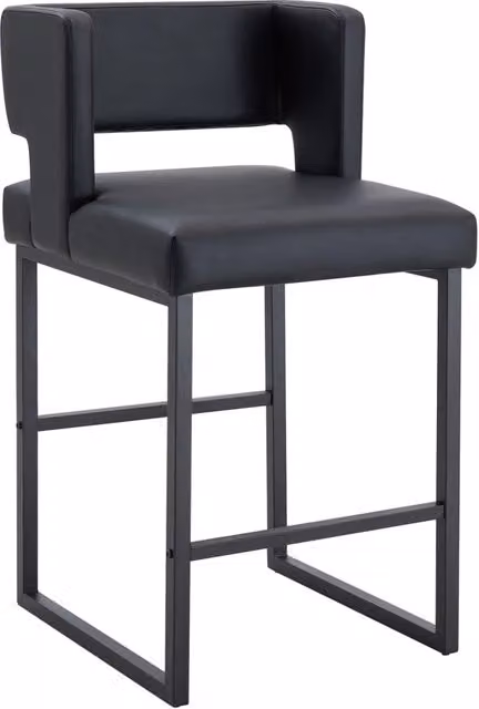 Set 2 sgabelli da bar neri stile nordico con gambe in metallo quadrate, altezza 91,4 cm