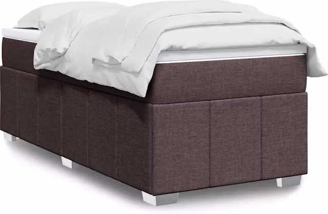 Letto con Giroletto a Molle e Materasso Ibrido vidaXL, Marrone e Bianco, L/P/H: 90 x 200 x 46 cm – 1