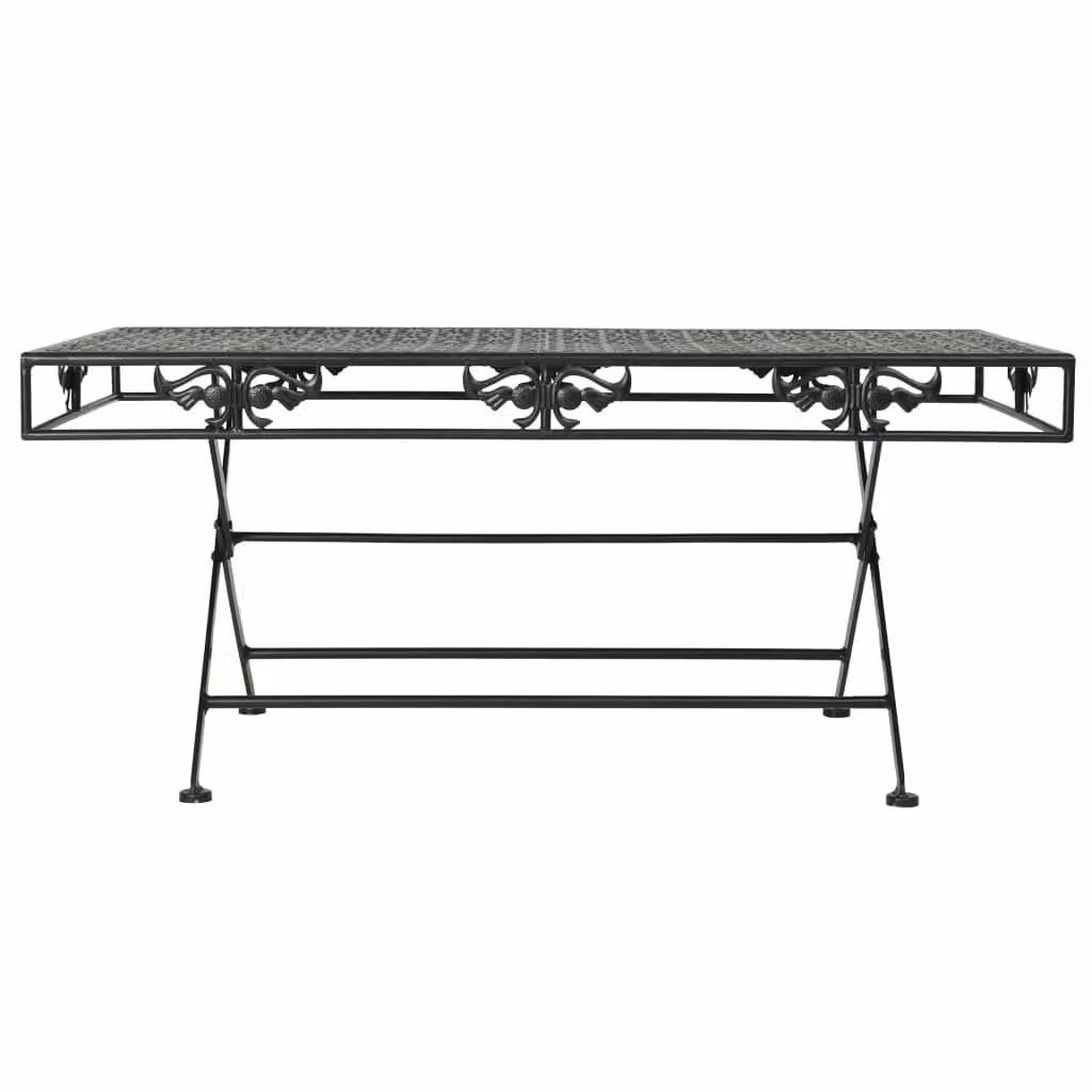 vidaXL Tavolino pieghevole in metallo stile vintage 100x50x45 cm nero
