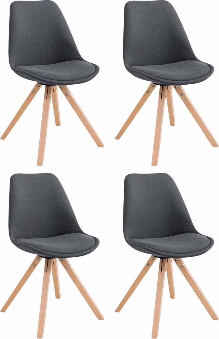 Set di quattro sedie per visitatori in tessuto - sedie per ospiti - ottimo comfort di seduta | Colore: Grigio scuro. Colore dell'abbigliamento: naturale