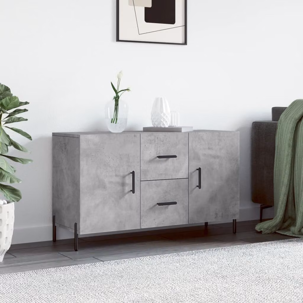 Credenza moderna vidaXL in legno e metallo, colore grigio, L 100 x P 36 x H 60 cm