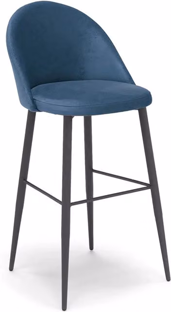 Sgabello Imbottito Redokasa LOLA in Velluto Idrorepellente con Gambe in Metallo, Colore Blu Notte, H: 63 cm