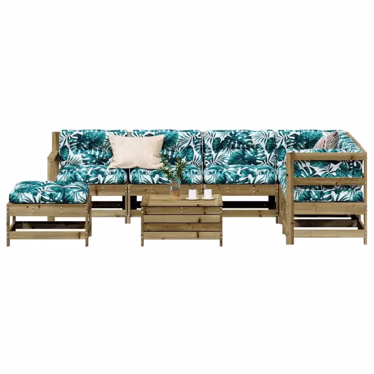 Maison Exclusive - Set da giardino da 8 pezzi con cuscini, in legno di pino trattato