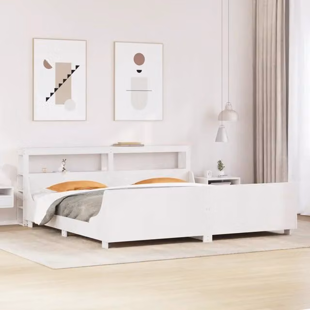 Giroletto senza Materasso Bianco 200x200 cm Legno Massello Pino 3306448