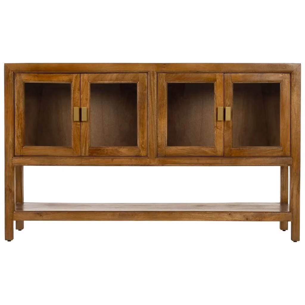 Credenza Wanderlust Deco in legno di mango marrone con dettagli oro e vetro, stile rustico, L: 150 cm, P: 40 cm, H: 90 cm – 2