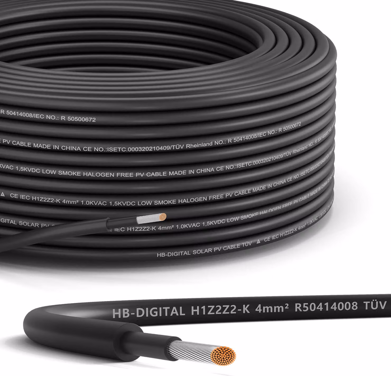 cavo solare da 30 m H1Z2Z2-K Cavo fotovoltaico da 4 mm² per impianti FV nero