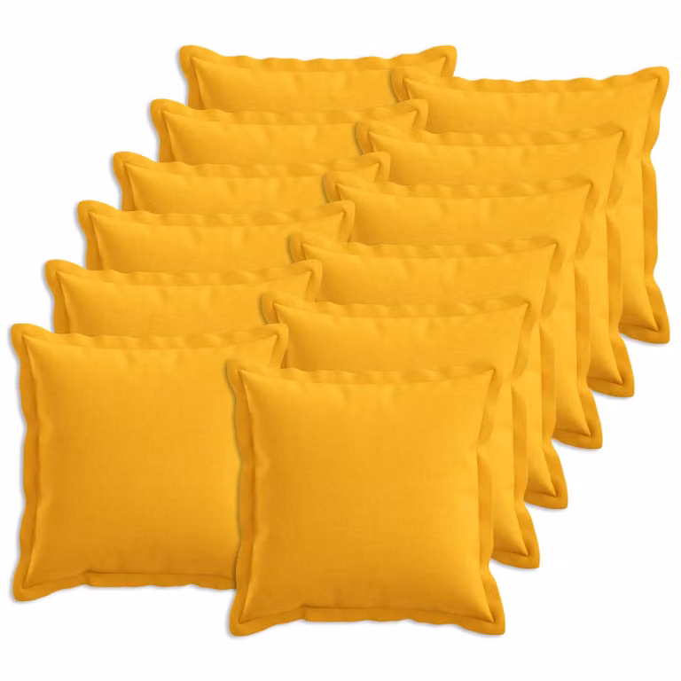Set di 12 cuscini quadrati vidaXL HOUTEN in lino giallo chiaro, L/P/H: 45 x 45 x 45 cm