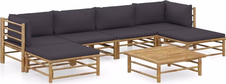 Maison Exclusive - Set da giardino da 7 pezzi con cuscini in bambù grigio scuro